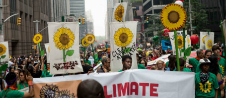 Protestors marching in concern for climate change
