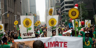 Protestors marching in concern for climate change
