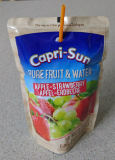 a juice pouch on a countertop