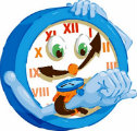 cartoon clock looking at its watch