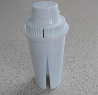 white water filter on countertop